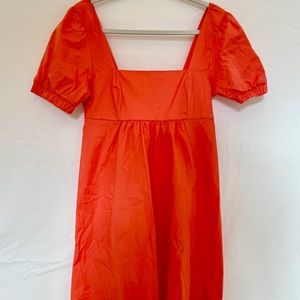 Bright orange puff sleeve dress